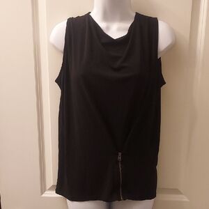 All Saints Black Tank Top with Zipper Accent